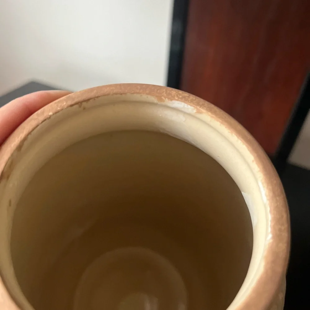 Rustic Tan and Cream Vase new vintage